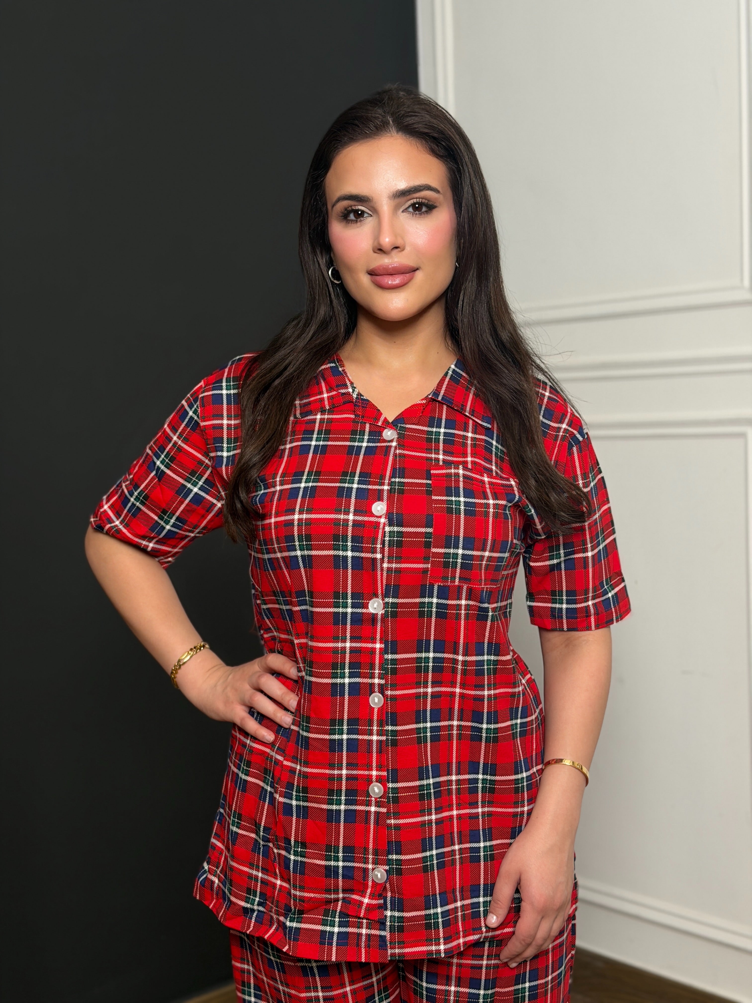 Red Checks Front Open