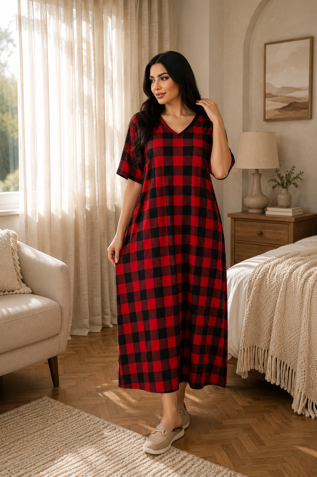طقم بيت نسائي قطن مريح وناعم M-6XL